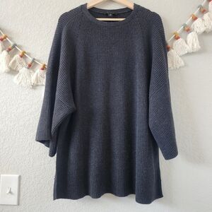Ann Taylor Cashmere Blend Gray Oversize Drop Shoulder Sweater Top Cozy Chunky S